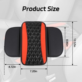 Hbxdeco Car Center Console Cover, 12.4"×8.1" Leather Arm Rest Cover for Car, Auto Armrest Cover Protector with Side Pockets, Universal Vehicle Middle Console Cover, Car Accessories(Red)