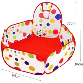 Foldable Ball Pool with Basket Goal, Birthday Gift for Kids, Indoor and Outdoor Play Circle, Marine Ball Pool, Convenient to Carry (Ball Not Included)