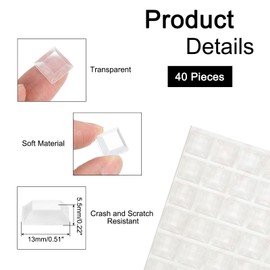 uxcell 1 Set Rubber Feet, 0.5x0.12 Clear Self Adhesive Backing Square Bumper Pads for Electronics, Speakers, Laptop, Appliances, Furniture, Computers