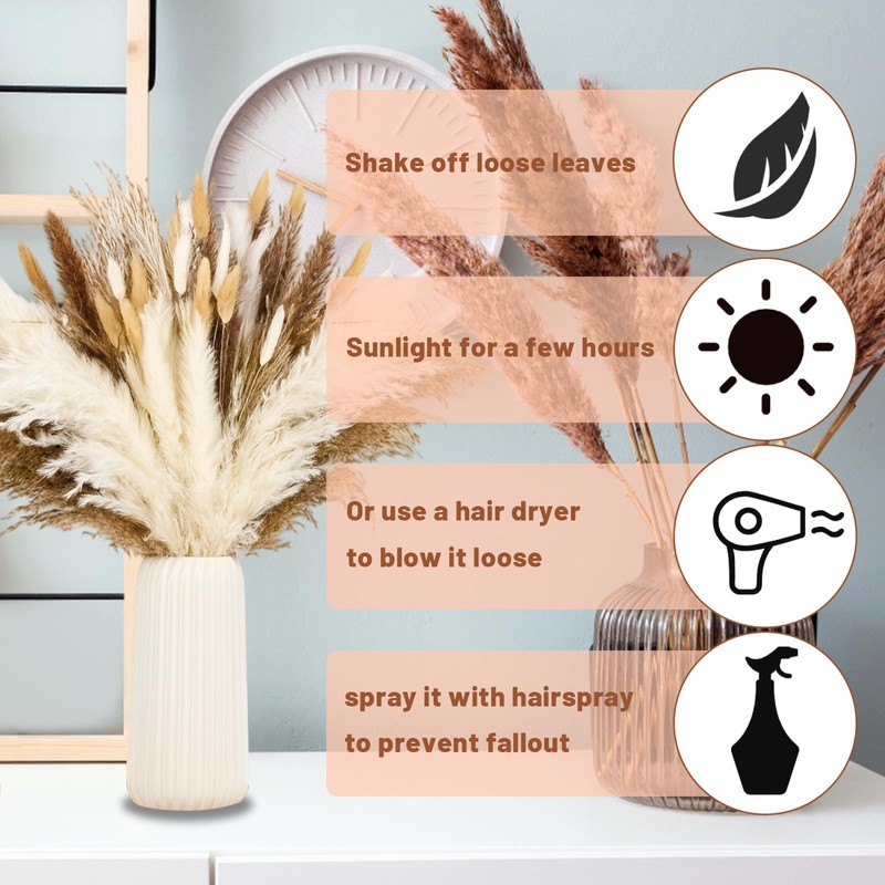 70 Pcs Pampas Grass Decor, Artificial Dried Flowers for Vase,