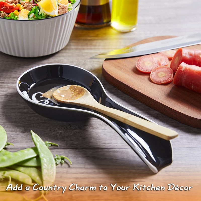 Ceramic Spoon Rest for Stove Top, DAYYET Large Spoon Holder,