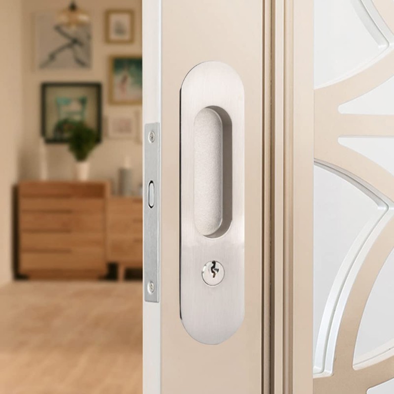 Hoconnie Pocket Door Handle with Key Sliding Door Lock Keyed