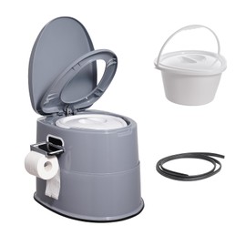 VEVOR RV Toilet for Camping, Portable Toilet with 1.3 Gal Detachable Inner Bucket & Removable Paper Holder, Commode with Dual Lids, Travel Toilet for Outdoor Camping Car Long Road Trips