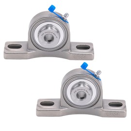 XIKE 2 Pcs SUCP201-8 Bore 1/2" All Stainless Steel Pillow Block Square Flange Mounted Ball Bearings, Solid Base and Self Aligning.
