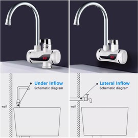 EHERDM 110V Instant Tankless Electric Water Heater Faucet 360° Rotating Hot Water Faucet with LED Digital Display Fast Heating Tap for Kitchen Bathroom Big Lateral Bend