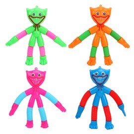 4PCS Telescopic Suction Cup Toy Cartoon Reduce Pressure Plastic Shape Changing Telescopic Toy for Gift Poby