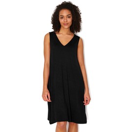 GYS Bamboo Viscose Women's Nightgowns V Neck Sleeveless Tank Pajama Dress for Women, Black, Medium