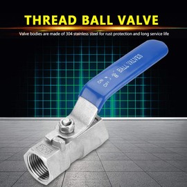 Thread Ball Valve, Akozon Ball Valve Lever 304 Stainless Steel BSP Pipe Ball Valve Threaded Female x Female Reduced Port Full Bore Ball Valve (3/8" BSP)