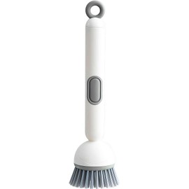 Dish Brush - Kitchen Brush with Detergent Canister, 6 Adjustable Angle and Rotating Scrubbing Brush Heads | Utensil Scrubbing Brush for Pot, Pan and Sink Cleaning | Wall Mounted Storage