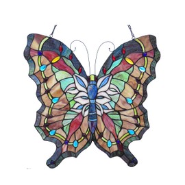 Chloe Lighting 22x22 Papilio Tiffany-Glass Butterfly Window Panel, One Size