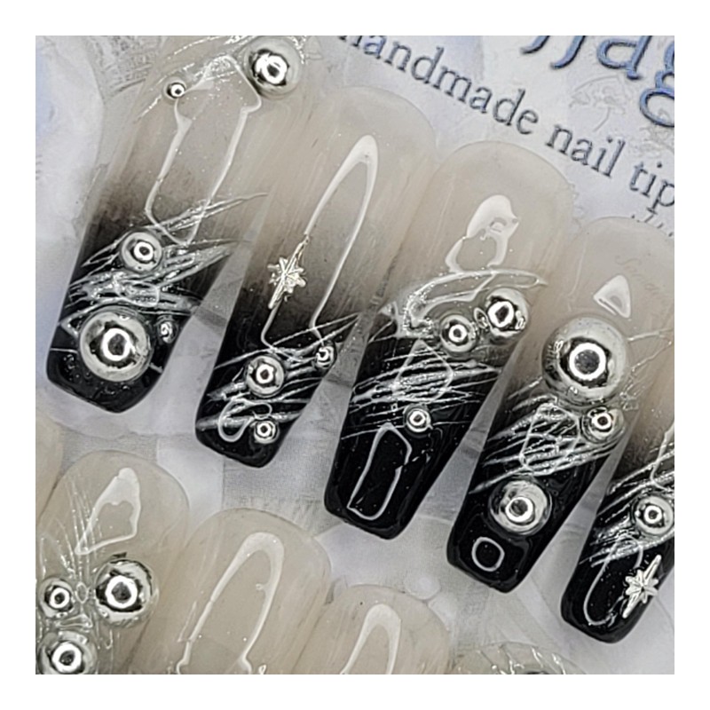Milky Way handmade nail tips - Oval M / 은하수