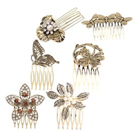 Ipetboom 6 piezas Peinetas para Cabello Mujer Vintage con Perlas Metal Resistente Accesorios Elegantes para Peinados Retro