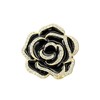 JDONL Black Camellia Flower Brooch Enamel Crystal Floral Lapel Pin
