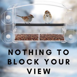 Window Bird Feeder - Clear View Outdoor Window Birdfeeder with Easy Refill, Strong Suction Cups