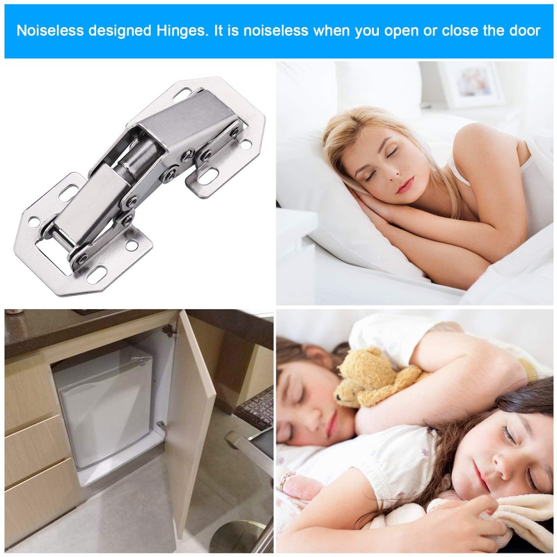 JIZZU 10Pcs Cabinet Hinges with Screws, Soft Close Hinges for
