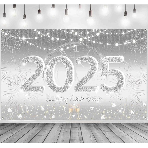 Happy New Year 2025 Decorations, Large Fabric New Years Eve