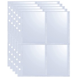 80 Pack 640 Pockets 6 Ring A5 Binder Sleeves,2.5x3.5 Inch Trading Card Sleeves,Double-Sided 4 Pocket Page Protector,Ultra-Clear Kpop Photocard Sheets,Card Sleeve Pages for Game Cards,Photocard