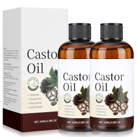 2PCS Aceite de Ricino Puro,Castor Oil para Cuidado de Cabello y Pestañas,Favorece el crecimiento de pestañas y cejas,Aceite Corporal y Facial Hidratante,Protege y Fortalece Uñas y Cutículas
