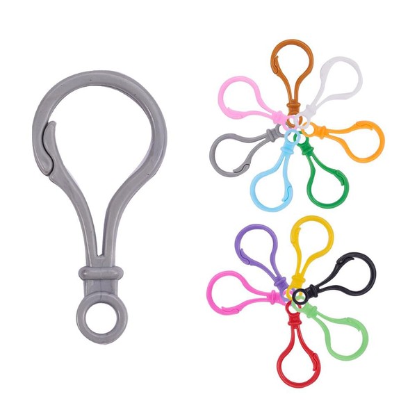 PandaHall Elite 105 Pcs Plastic Bulb Shaped Carabiner Hook for