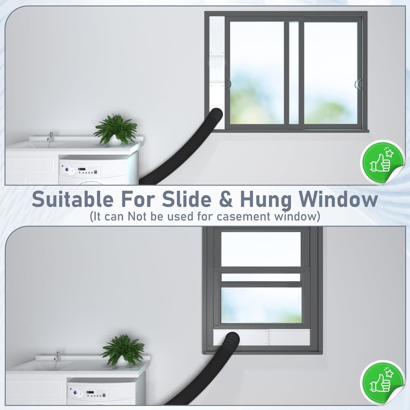 Flamorrow Dryer Vent Window Kit, 4" Window Vent Kit with