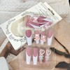 Pink French Tip Press on Nails Long Square Artificial False