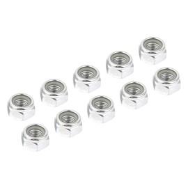 METALLIXITY Hex Lock Nut Fasteners (M12 x 1.5 mm) Pack of 10 Carbon Steel Galvanised Nylon Inserted Self-Lock Nuts - for Car Garage Ship Mechanical Equipment Silver Tone