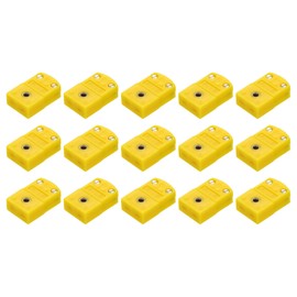 MECCANIXITY K Type Thermocouple Wire Connectors Female Plug Adapter High Temperature 120°C(248°F) for Thermocouple Sensor Probe Dark Yellow 15pcs