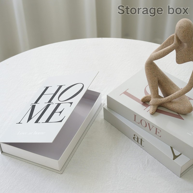 SUQ 3 pieces decorative book box, magnetic opening decorative books,