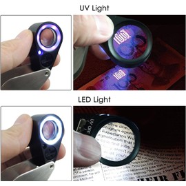 30x Magnifier Loupe Foldable Pocket Illuminated Magnifying Tool Jewelry Jewelers 21mm and LED Light for Antiques Gems Eye Rocks Stamps Coins Watches Hobbies