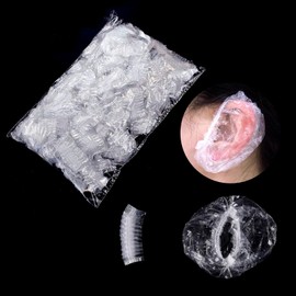 BEAUTY PLAYER Ear Covers, 200 Pieces, Disposable Ear Cap, Ear Cover, Hair Dye, Hair Dye, Cap, Ear Protection, One Size Fits Most, Unisex (200 Pieces, Clear)