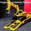 RC Semi Truck and Trailer & Excavator Toy Set -