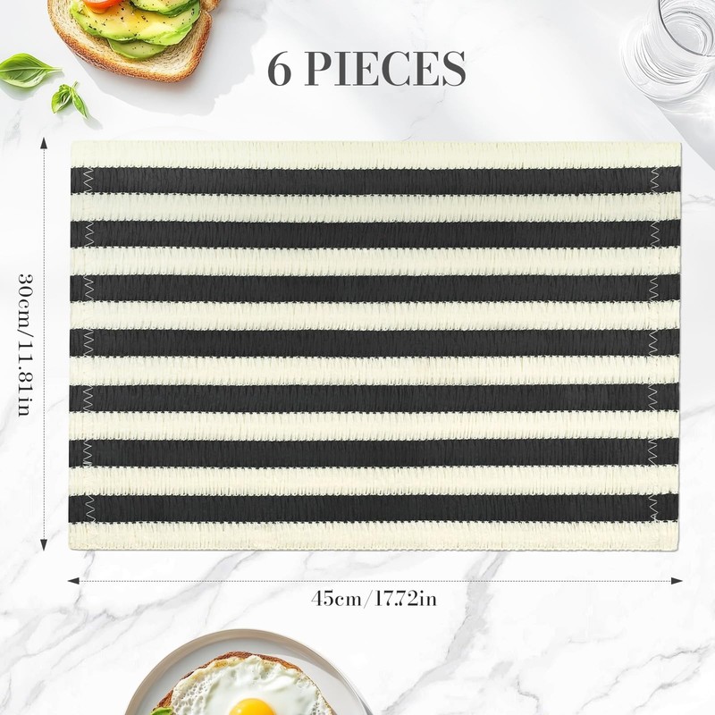 fanquare Boho Rectangular Paper Placemats Set of 6, 12" x