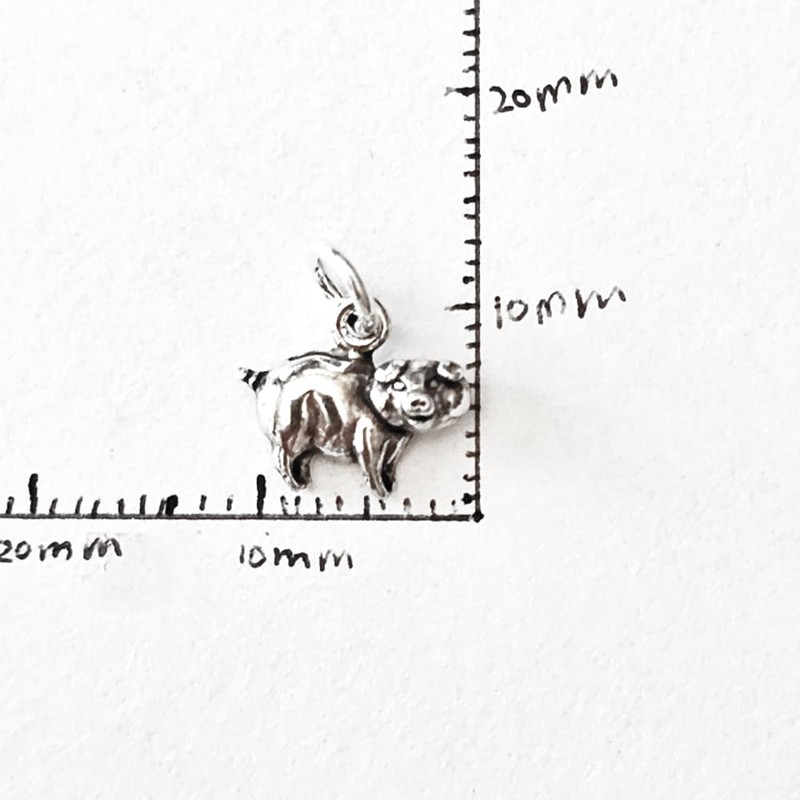 Sterling Silver Tiny Pig Charm Necklace, 18"