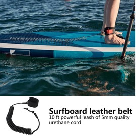 Premium Coiled SUP Leash 10 FT Surfboard Leash Sup Leg Rope Strap Stand Up Paddleboard Leash - Black