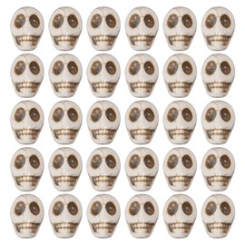 CHGCRAFT 30 Pcs Skull Flat Back Cabochon Charms Flatback Skull Beads White Turquoise Skeletons Cabochons Beads for Pendant Necklace Jewelry Making