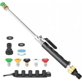 Jet Nozzle High Pressure Hose Nozzle, 7-1 High Pressure Power Washer Wand, Versatile Cleaning Tool for Gutter, Patio, Car Wash,Gardening, Built to Last for Homeowners & Garden Enthusiasts (black)