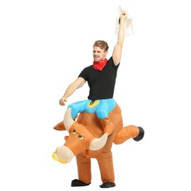 FUNNY COSTUMES Inflatable Bull Riding Costume,Rodeo Rider Cosplay Costume,Bull Rider Blow Up Suit,Adult Size (Black)