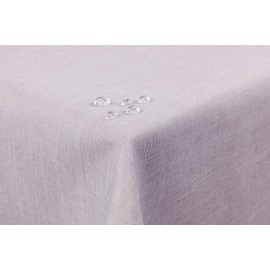 First-Tex First-Tex Tablecloth Linen Look Lotus Effect Washable with Straight Hem Edge 135 x 180 cm Oval in Silver/Light Grey