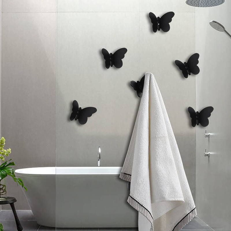 Uposao 6Pcs Stainless Steel Wall Hook, Butterfly Shaped Hooks Bathroom