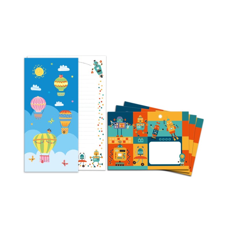 Letter Pad with Envelope for Kids Robot Writing Paper Set