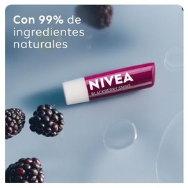 LABELLO Bálsamo labial con color Mora (4.8g) protector labial con Vitamina E libre de aceites minerales 24 horas de humectación