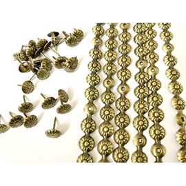 decotacks® Upholstery Nails/Tacks/Trim, 10 Pcs of 1.1 Yards Long Strips, can Cover 11 Yards (Daisy Antique Brass, 7/16in (11MM)) DX5411AB-S1M