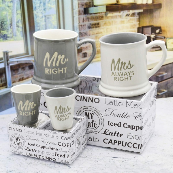 SHOT GLASS - Mrs.Always Right & Mr.Right MUGS - mr
