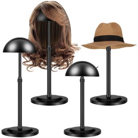 Tatuo 4 Pcs Wig Holders, 9.8"-18.9" Adjustable Height Wig Head Stand Portable Hat Display Holder Storage for Multiple Travel Wigs Styling Practice women DIY Head Stand Non Slip Stable