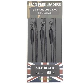 TJR Tackle Solid Bag Inline Leaders Lead Free Ring Swivels 60lb Test 3 per pack Carp Fishing Tackle (Silt Black)