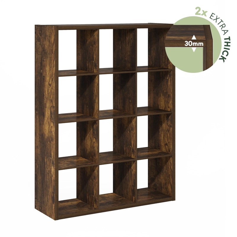 Furinno Cubicle Open Back Decorative Cube Storage Organizer, 12-Cube, Amber