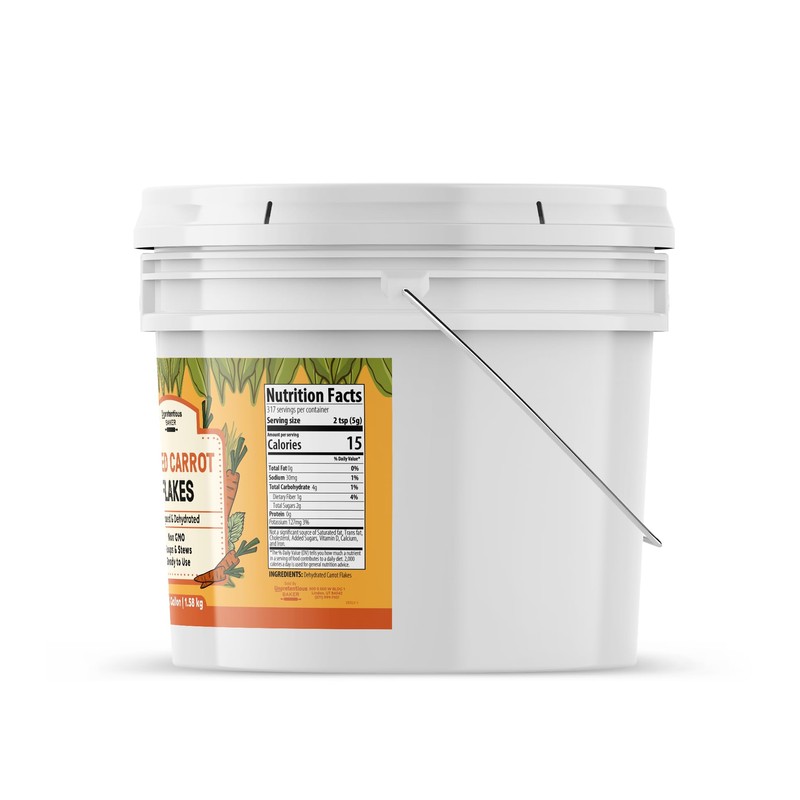 Unpretentious Dried Carrot Flakes, 1 Gallon, Diced, Ready to Use,