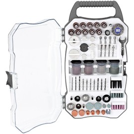 Genesis GART208 208-Piece Universal Rotary Tool Accessory Set with Durable Carrying Case, gray