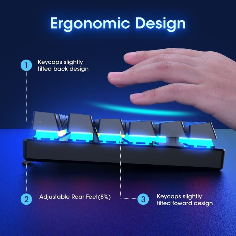 RisoPhy Mechanical Gaming Keyboard, RGB 104 Keys Ultra-Slim LED Backlit