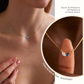 Valentines Day Gifts for Teens, August Necklace, Gold Necklace with 2 Birthstone February Birthday Gifts for Women Adjustable Amethyst Peridot Necklace for Her Trendy Jewelry Stocking Stuffers for Teens